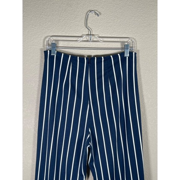 Reformation Trouser Pants Stretch Stripped Cropped Leg Size 10 - Picture 11 of 14